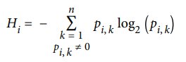 Mathematical representation of entropy for impurity measure, showing the formula used in decision trees to calculate entropy in nodes.