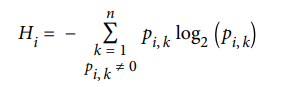 Equation showing the definition of entropy of the ith node in machine learning.
