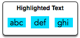 Highlighted text in blue rectangles including 'abc', 'def', and 'ghi'.